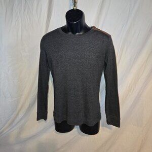 Lauren Jean’s Co Ralph Lauren Women’s Size L Black Shoulder Zip Elbow Patch Top